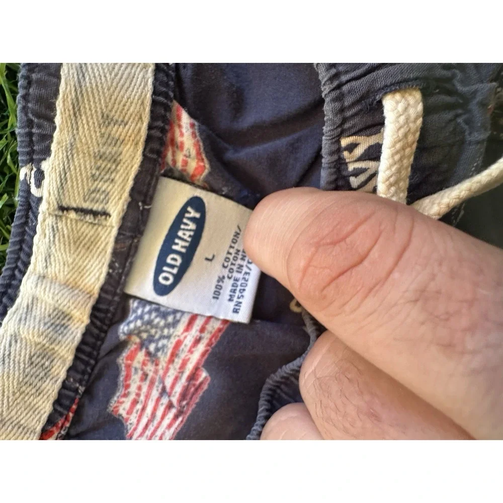 Old Navy Mens Pajama Pants Navy Blue American Flag Print Lounge Sleepwear L
